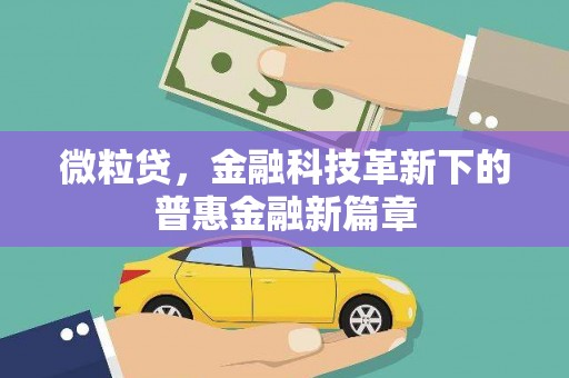 爱民微粒贷，金融科技革新下的普惠金融新篇章
