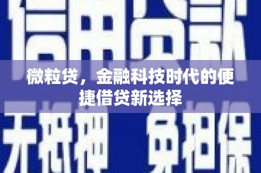爱民微粒贷，金融科技时代的便捷借贷新选择